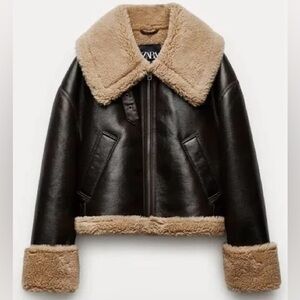 Zara Faux Shearling Leather Jacket